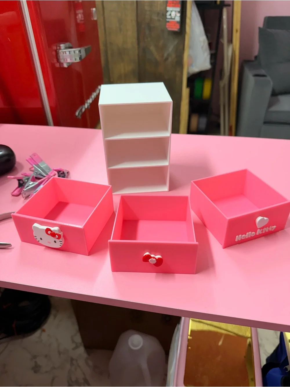 Hello Kitty Pink & White Cute Stackable Jewelry Organizer